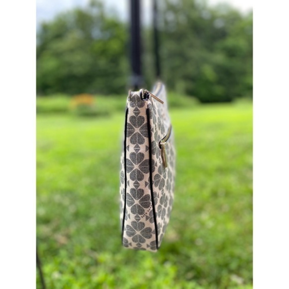 Kate Spade Spade Flower Jacquard Large Swingpack Crossbody Bag Black Cream Purse - Picture 7 of 14